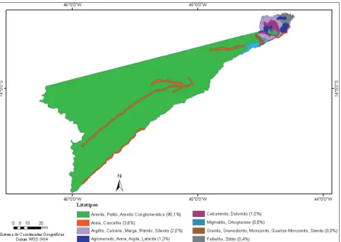 Figura 2. Mapa Geológico do Município de Jaborandi, escala1:1.000.000. 