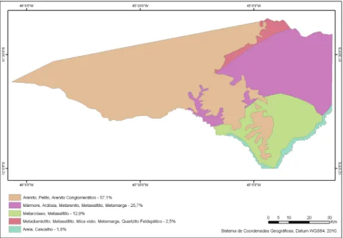 Figura 2. Mapa geológico do Município de Riachão das Neves – Substrato Rochoso,  escala 1: 1.000.000