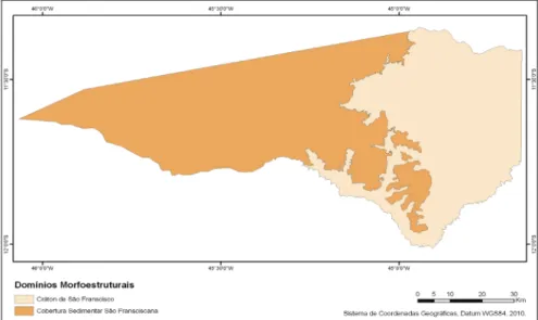 Figura 8. Classificação taxonômica geomorfológica (primeiro nível): Domínios  Morfoetruturais do Município de Riachão das Neves.