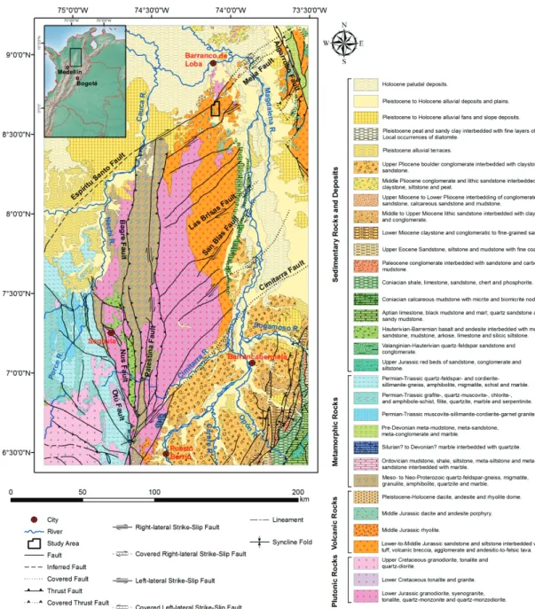 Figure 1 – Regional geological map of the SLR. Modified from INGEOMINAS (2007). 