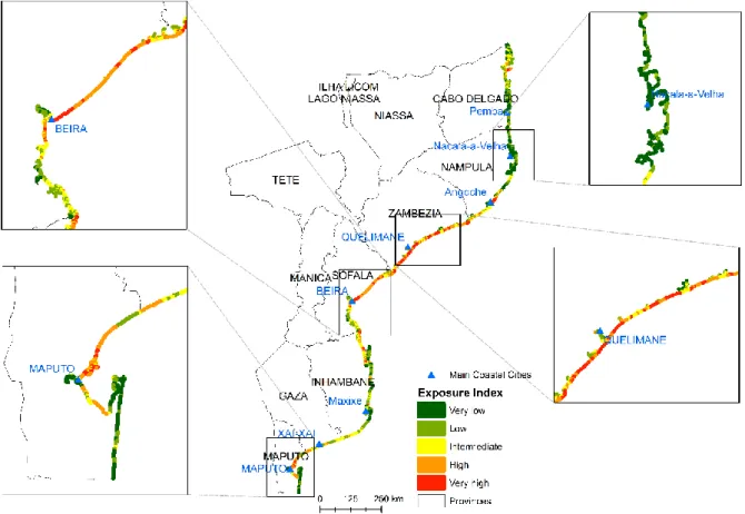 Figure 2 Exposure Index for Mozambique in the “With habitats” scenario 