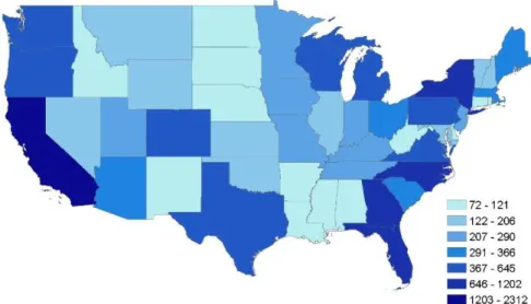 Figure 4. Number of collected tweets by state. August 2016. Source. Twitter. 