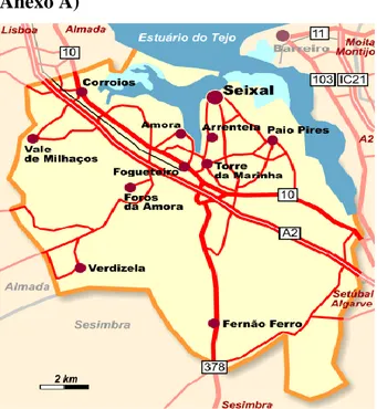 Ilustração 1 Mapa Concelho do Seixal  Fonte: Imagens Google 