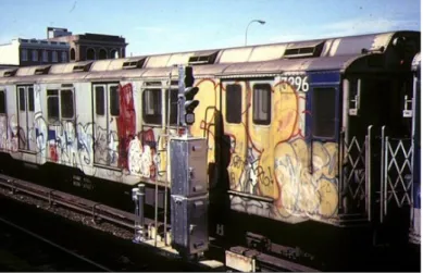 Figura 1 - Graffiti pintado em carruagens de comboio, 1978, Nova Iorque, EUA.  2