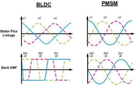Figura 7- Curvas do Fluxo Magnético do BLDC e do PMSM [24]. 