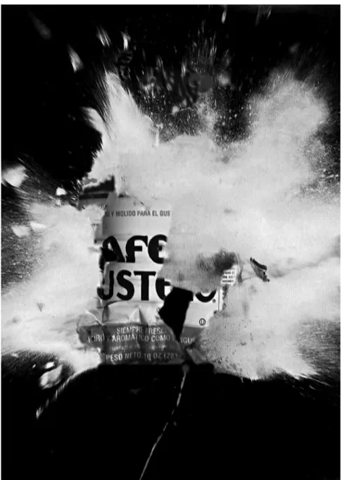 Figure 3. SubVersive Coffee, ADÁL 1999. [Explosive can of Bustelo Coffee placed by terrorist cell Los  Bodega Bombers to protest New York City’s annexation by El Spirit Republic de Puerto Rico on 09.30.99.] 