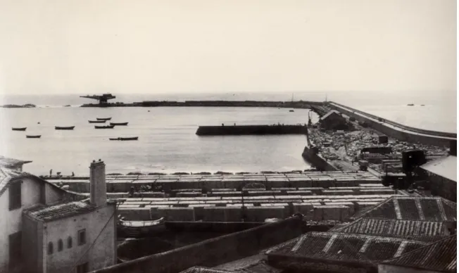 Figura 12: Construção do porto de Leixões (1884-1892). Vista geral do molhe norte. (Foto: Emílio Biel)