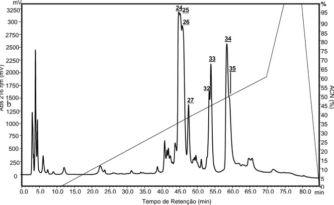 Figura  5.  Perfil  cromatográfico  do  fracionamento  da  peçonha  de  Guyruita  cerrado