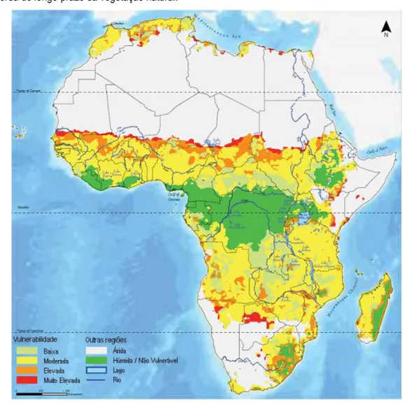 Figura 7. Vulnerabilidade à desertificação (adaptado de UNEP, 2008a) 