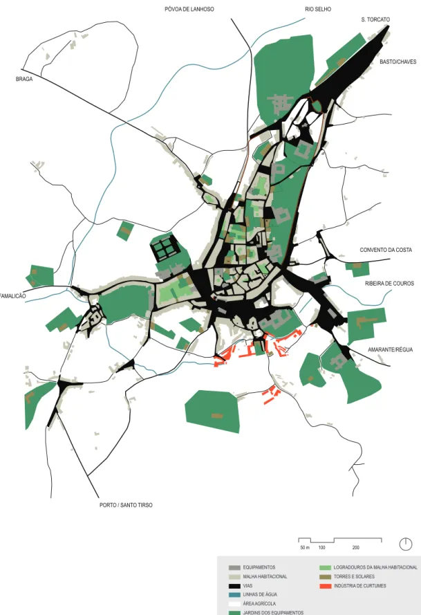 Figura 42 - Interpretação cartográfica representativa da fase 4/6 da evolução urbana da cidade de Guimarães.