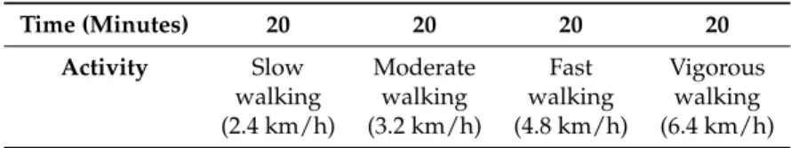 Table 2. The Treadmill Walking Activity Schedule