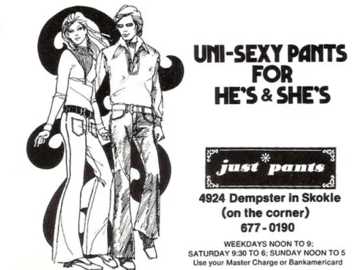 Figura 2 – Publicidade de calças unissexo dos anos 60 