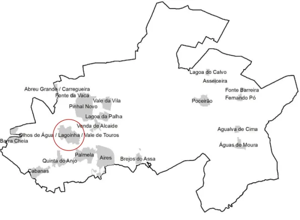 Ilustração 6 - Perímetros Urbanos do Concelho de Palmela e localização do PUOALVT 