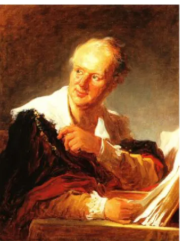 Fig. I.1 – Retrato de Denis Diderot por Jean Honoré Fragonard (Museu do Louvre – Paris)  Yann Pichon, Le Musée Retrouvé de Denis Diderot, Paris, Éditions Stock, 1993, capa