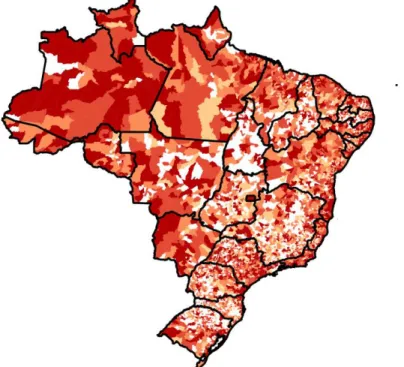 Fig. 1. Distribuição da taxa de DALY padronizada no Brasil, 2014.