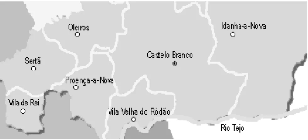 Figura 1- Mapa do sul do Distrito de Castelo Branco 
