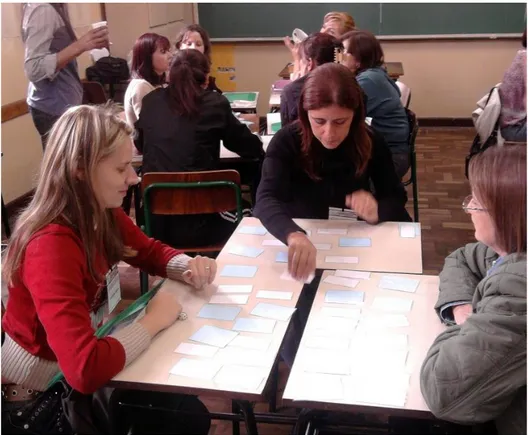 Figura 1.  Aplicação da atividade Perguntas e Respostas para os professores-alunos do curso de “Capacitação de  Professores de Ciências e Química do Ensino Básico para o Desenvolvimento de Atividades Motivadoras do  Aprendizado” do Programa Universidade Se