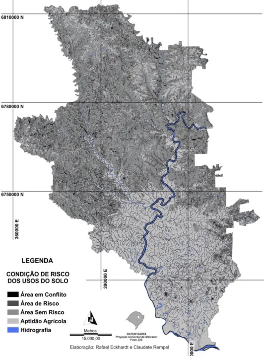 Figura 4 - Mapa da condição de risco do uso da terra do Vale do Taquari  FONTE: Rempel (2009) 