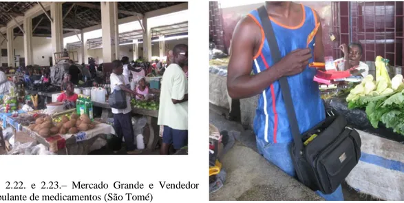 Fig.  2.22.  e  2.23.–  Mercado  Grande  e  Vendedor  ambulante de medicamentos (São Tomé)