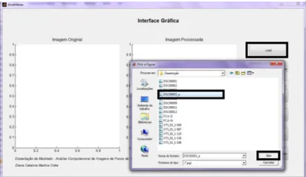 Figura 3.12 -– Janela da pasta para identificação da imagem a carregar na interface,  que surge ao clicar no botão Load