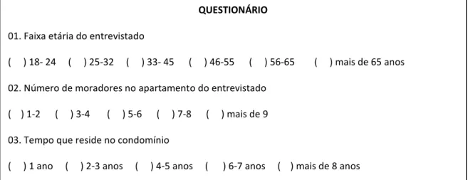 Figura 2. Questionário padrão aplicado 