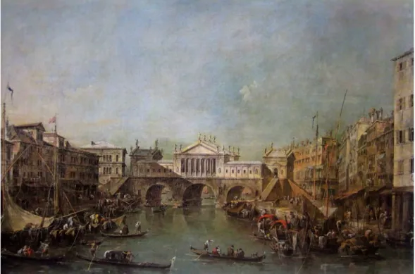 Fig. 16 – Capriccio com ponte do Rialto segundo o projeto palladiano,  (s/d) Francesco Guardi