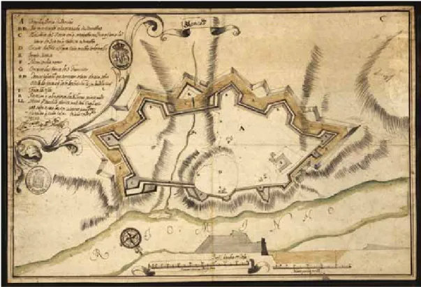 Figura 2. [Planta da fortificação de Monção], escala ca. 1/5000, por Manuel Pinto de Vilalobos, em  1713