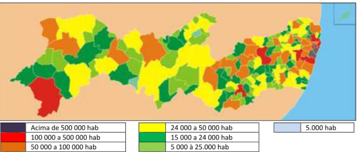 Figura 7 - Mapa de distribuição populacional do Estado de Pernambuco  Fonte: IBGE,2011 