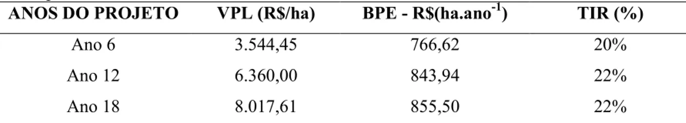 TABELA  7.  Análise  Econômica  (VPL,  BPE  e  TIR)  da  produção  de  carvão  vegetal  de  eucalipto