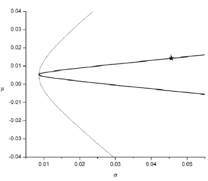 Figura 7 - Fronteira Eficiente pela Metodologia de Levy e Roll  Fonte: Levy e Roll (2010) 