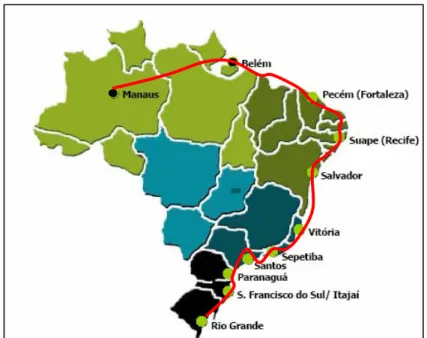 Figura 3.1- Principais Portos Concentrados na Costa Brasileira 