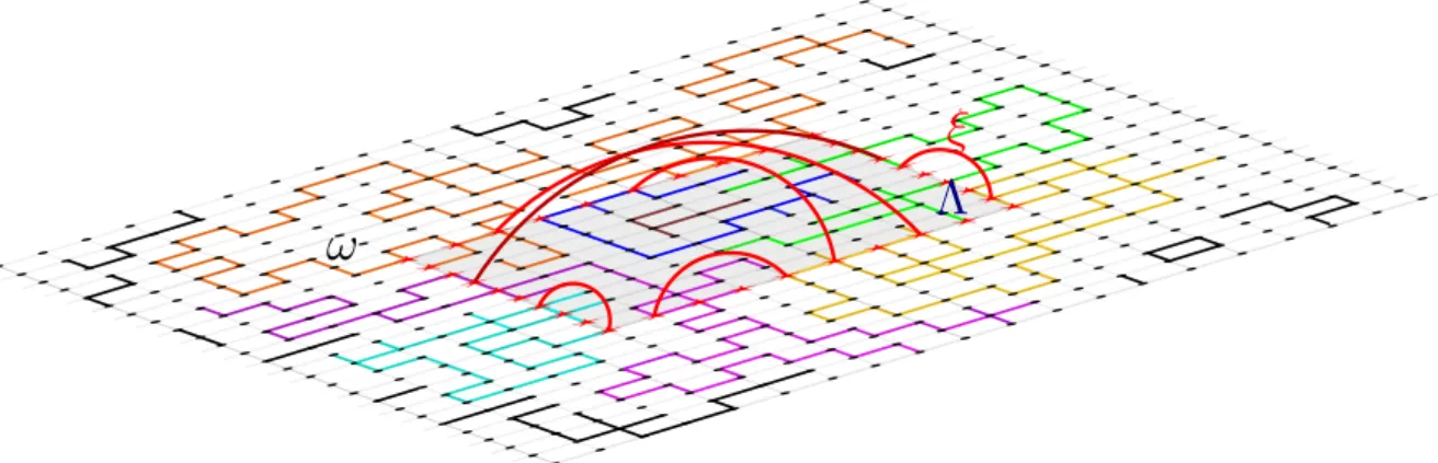 Figura 2.10: representação da condição de fronteira ξ (em linhas vermelhas) da caixa Λ 