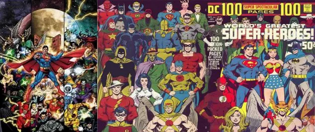 Figura 29. Os super-heróis que habitavam as inúmeras Terras dos quadrinhos DC. 