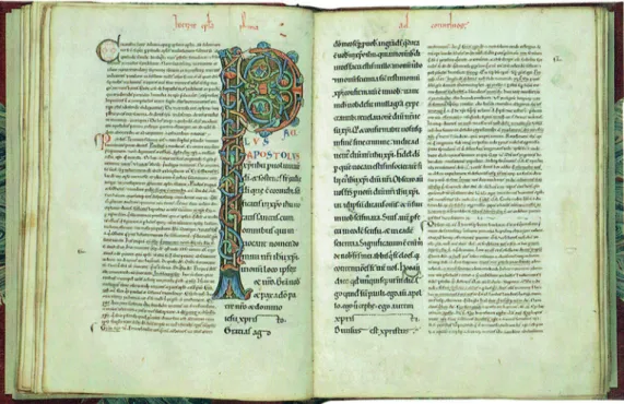 Figura 3 Pauline Epistles, dos meados  do século XII, um exemplo do Gótico  Francês (Meggs &amp; Purvis, 2012).