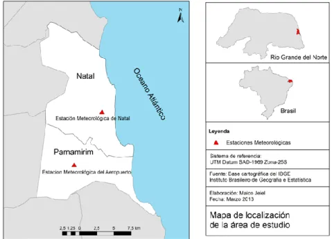 Figura 1: Mapa de localización de la área de estudio. Fuente base cartográfica del IBGE