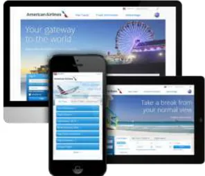 Figura 2 – Aplicação AWD AmericanAirlines.com em execução num desktop, tablet e smartphone.