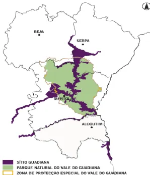 Figura 3 - Estatuto de proteção da área de intervenção do Plano de Gestão do Vale do Guadiana / Fonte: ICNF