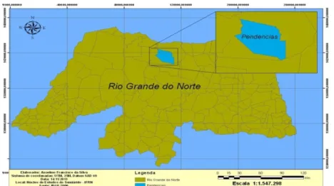 Figura 1  –  Mapa de localização do município de Pendências (RN)  Fonte: as Autoras 