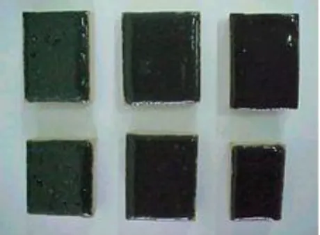 Figura 8. Aplicação, em peças cerâmicas, do pigmento obtido a 900ºC. 