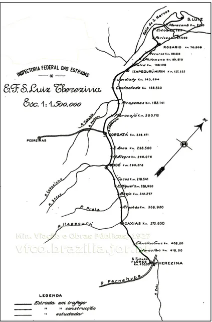 Figura 03: Mapa da Estrada de Ferro em 1927.
