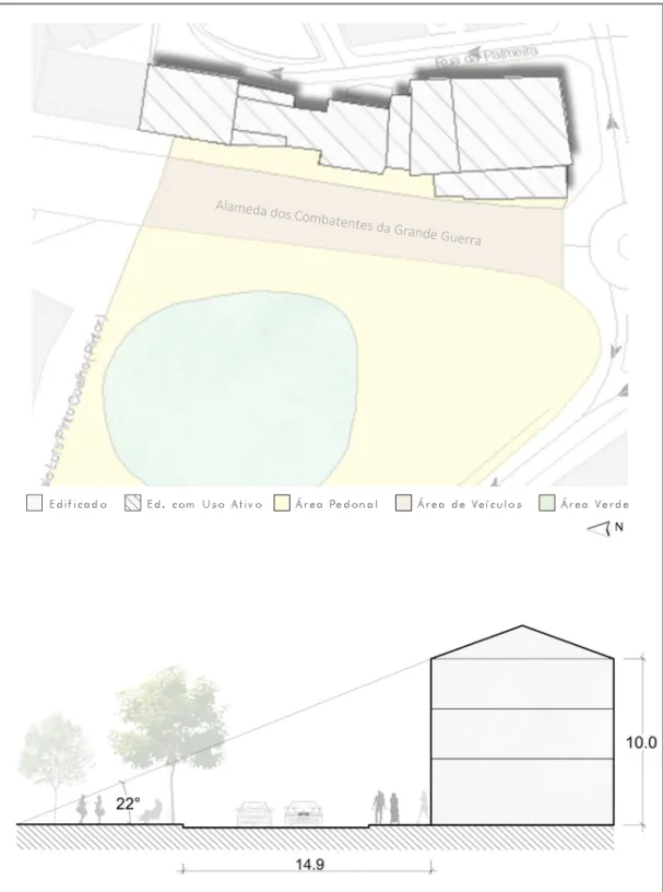 Fig. 30. Planta e Corte Esquemático do Caso de Estudo 01. Fonte: Autor