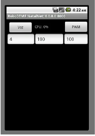 Figura 2 – Interface gráfica do programa para plataforma Android para geração de DTMF.