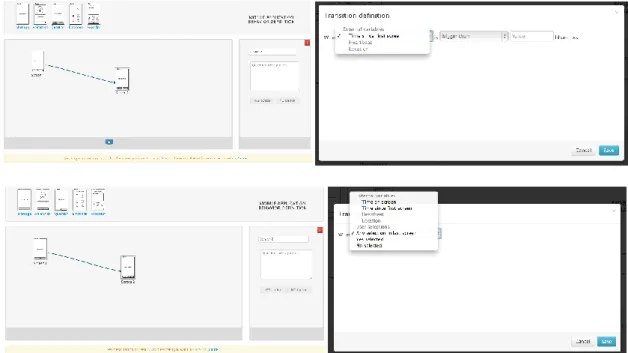 Figure 8 - Top: Presented prototype left connection button and environment variable click result; 