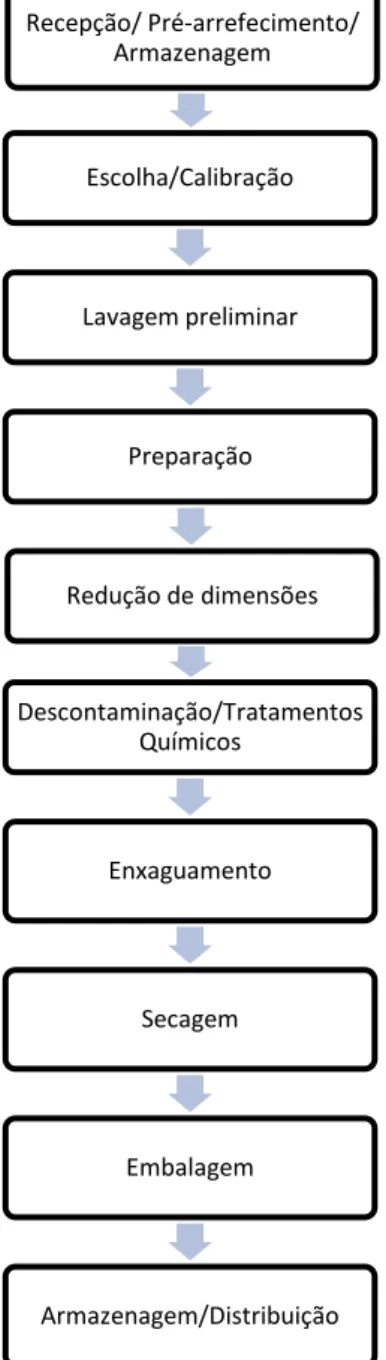 Figura 3 - Diagrama de processamento dos produtos minimamente processados. 