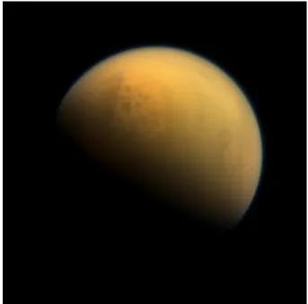 Figure 1.1: View of Titan taken with the high resolution camera on board Cassini. Credits to NASA [5]