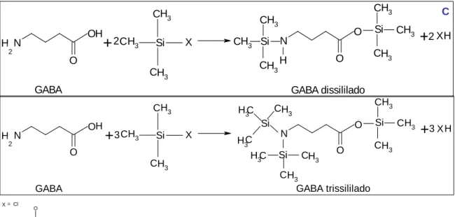 Figura 11: Reacção de derivatização do GHB e das substâncias relacionadas com o GHB.  