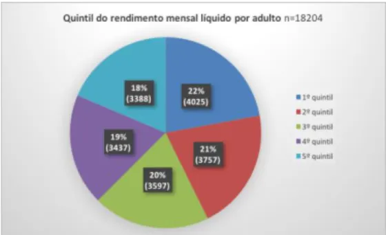 Figura 5 – Distribuição do quintil de rendimento mensal líquido por adulto. 