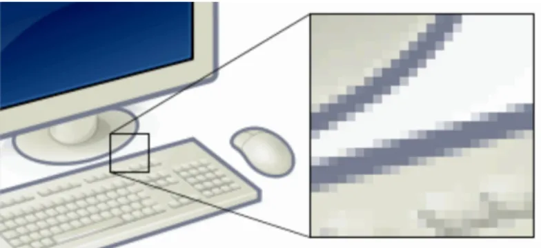 Figura 5 – Identificação dos pixels que compõem uma imagem digital (Wikipedia, 2013) 