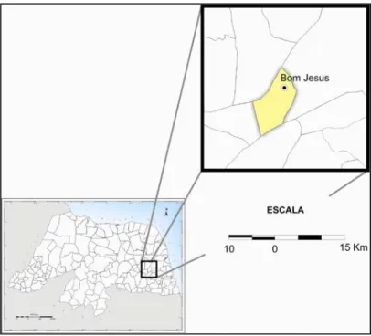 Figura 01: Localização do município de Bom Jesus  no mapa do Rio Grande do Norte 