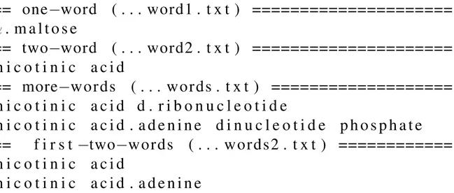 Figure 4.5: Example of the contents of the links file representing compounds CHEBI:18167, CHEBI:15940, CHEBI:15763 and CHEBI:76072.